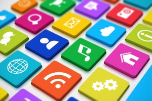 Colourful array of social media icons representing various digital tools and platforms used in an engagement marketing strategy. 