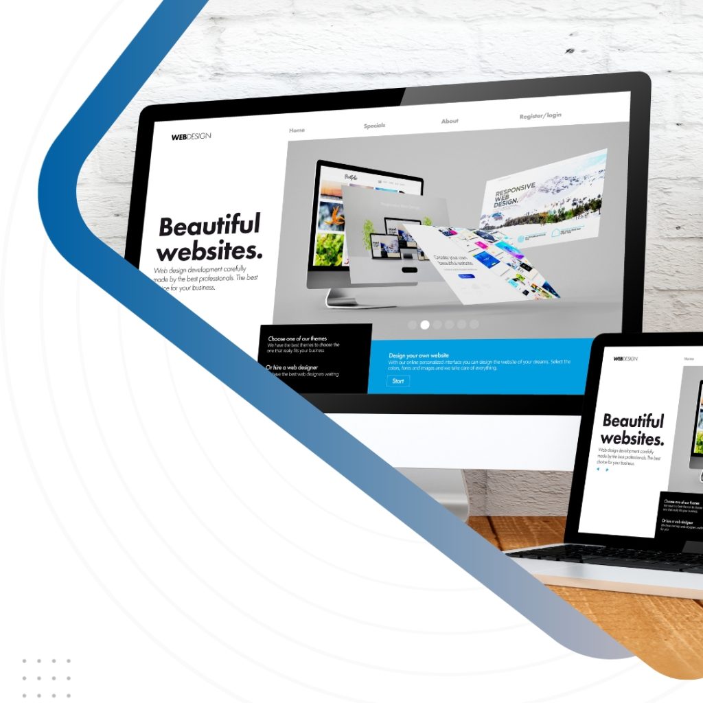 Modern website design in Sydney showcased on desktop and tablet screens, highlighting responsive design and professional development features.