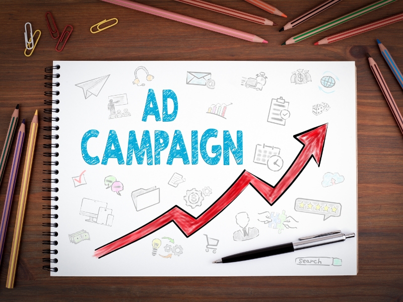 Google Ads automated rules for optimising ad campaigns, with the word 'Ad Campaign' in the centre."