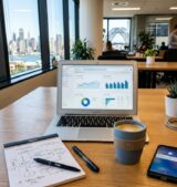 Laptop on an office desk showing analytics while diagnosing a sudden drop in Google Ads leads in Sydney