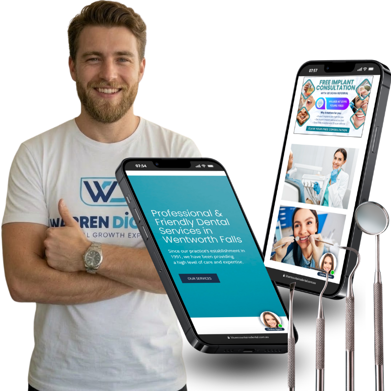 Warren Digital case study image showing Blue Mountains dental website on mobile screens