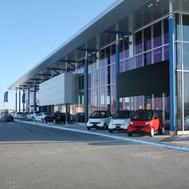 Car dealership showcasing a variety of cars, highlighting the benefits of digital marketing for car dealerships to boost visibility and sales.