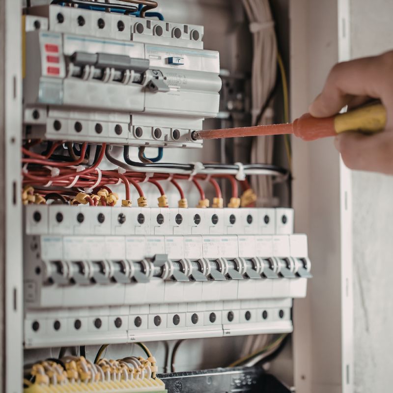 Electrical wiring diagram for a home, showing connections and components with a focus on digital marketing for electricians.
