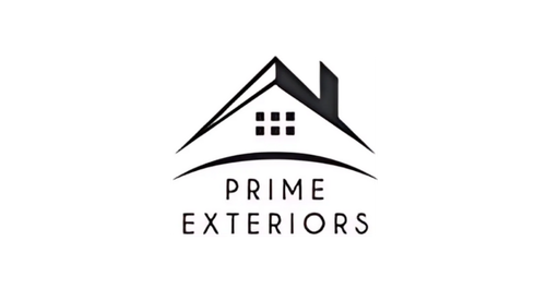 Prime Exteriors logo with stylised roofline and house icon in black and grey