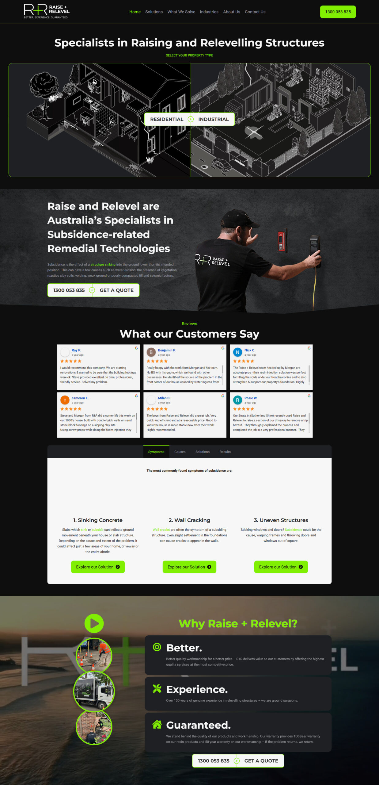 Raise + Relevel homepage for raising and relevelling structures in Australia