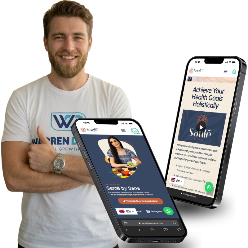 Warren Digital case study image showing Santé by Sana website on mobile screens