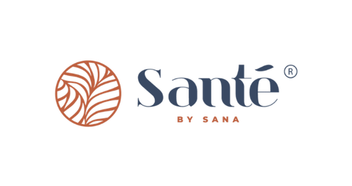 Santé by Sana logo with circular leaf icon and navy wordmark