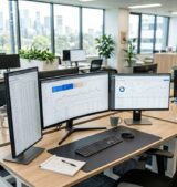 How to Choose the Right Google Ads Agency in Australia Google ads agency performance dashboard displayed across multiple monitors in a modern office workspace.
